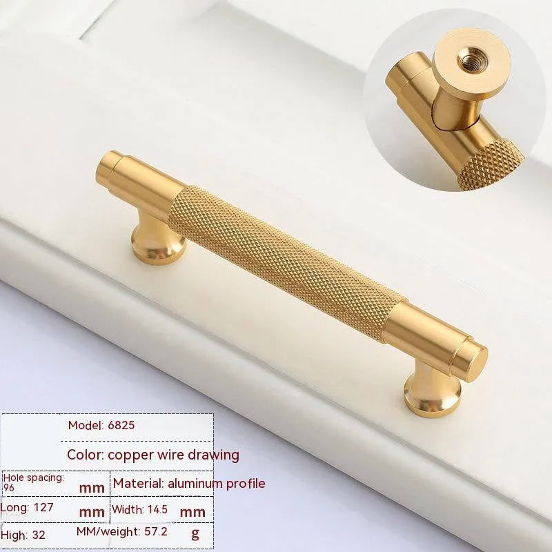 Brushed brass aluminium alloy furniture handle for wardrobe drawer and cabinet applications