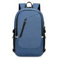 Street-style Oxford cloth backpack in blue colour showing front view with straps