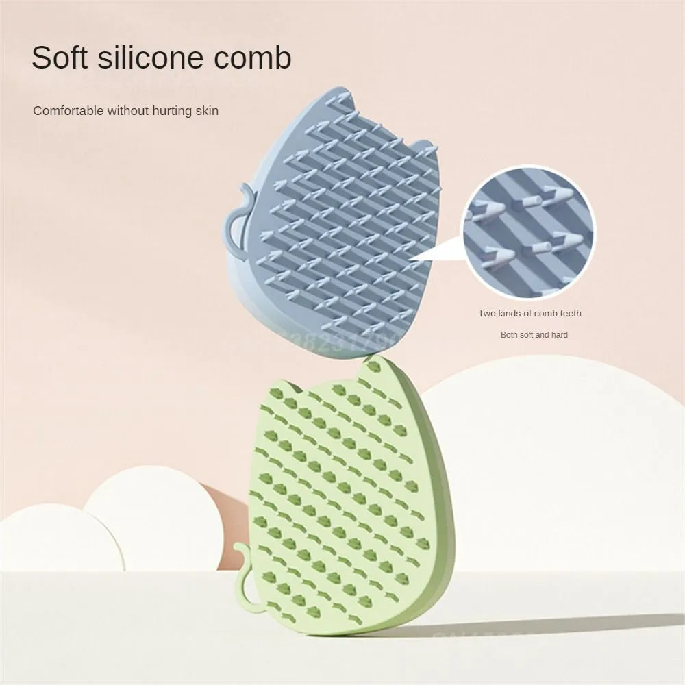 Sponge silicone pet comb brush in blue colour with dual bristle types for grooming cats and dogs