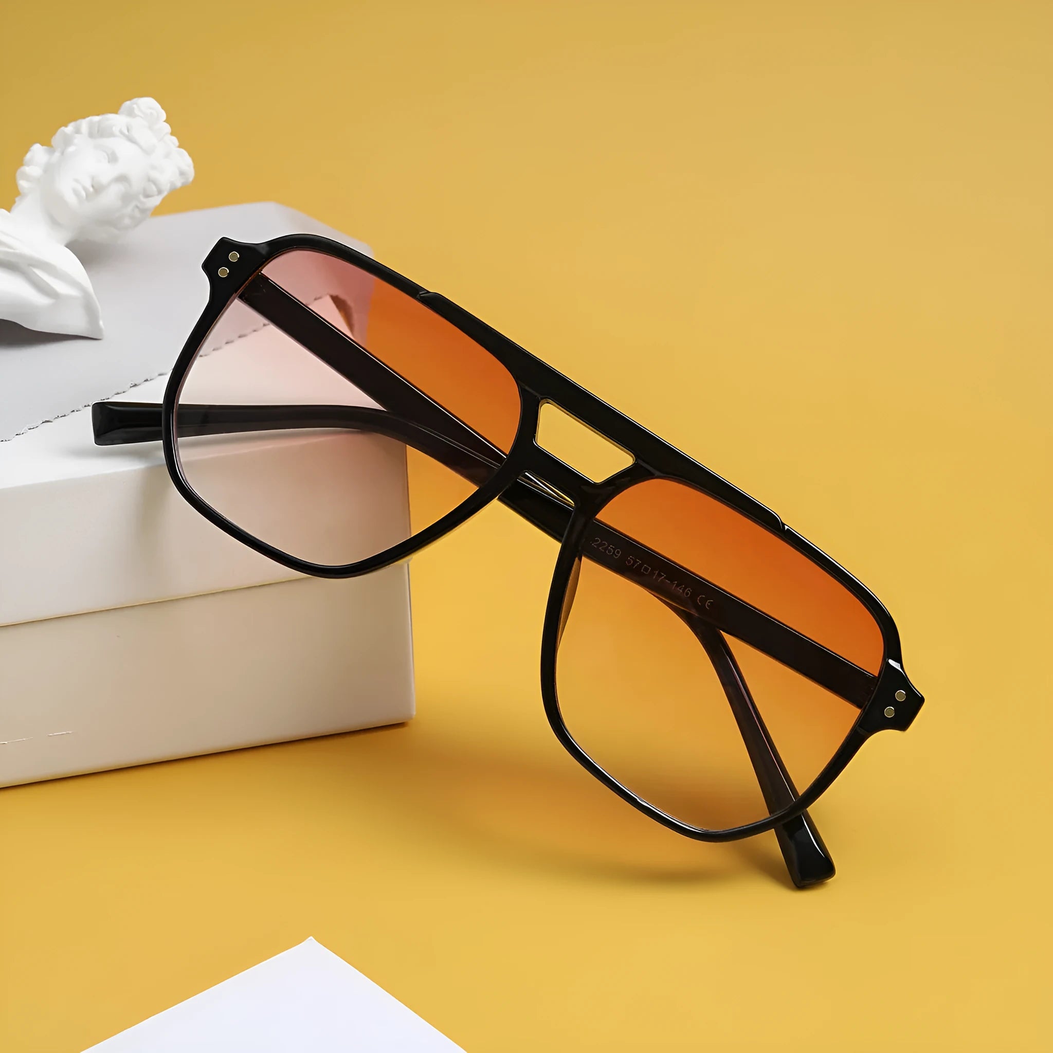 Women's square double beam fashion sunglasses with full frame design in multiple colour options