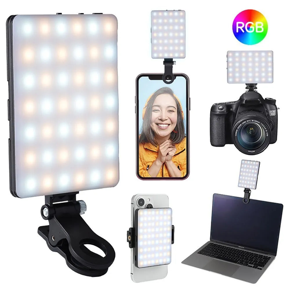 Compact pocket fill light with clip for mobile phone photography