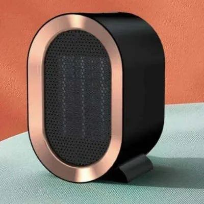 Compact desktop electric heater with ceramic heating element and mechanical control dial