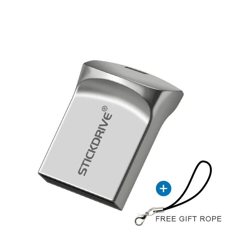 Metal USB flash drive with necklace chain in black and silver colour options