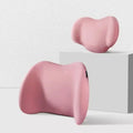 Memory cotton car headrest and waist cushion set in black, green, grey, or pink colours