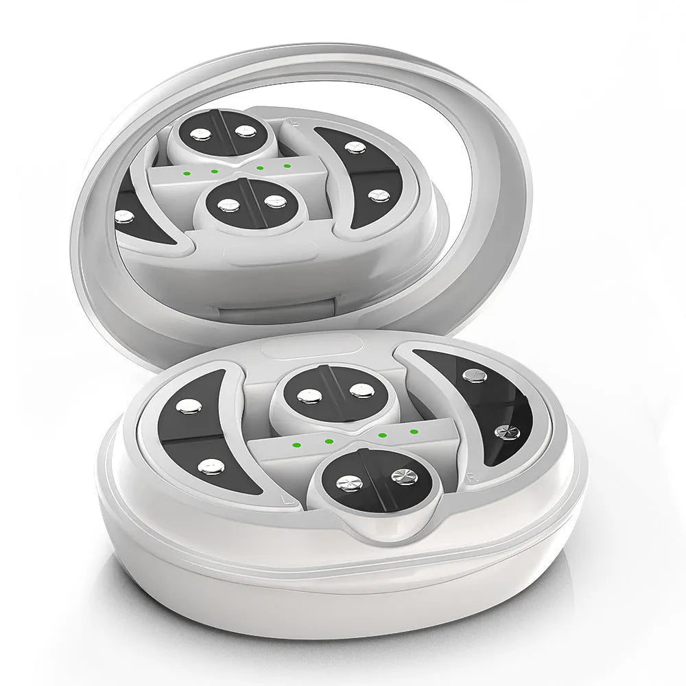 White wireless red light EMS facial beauty device for eye and face massage treatments