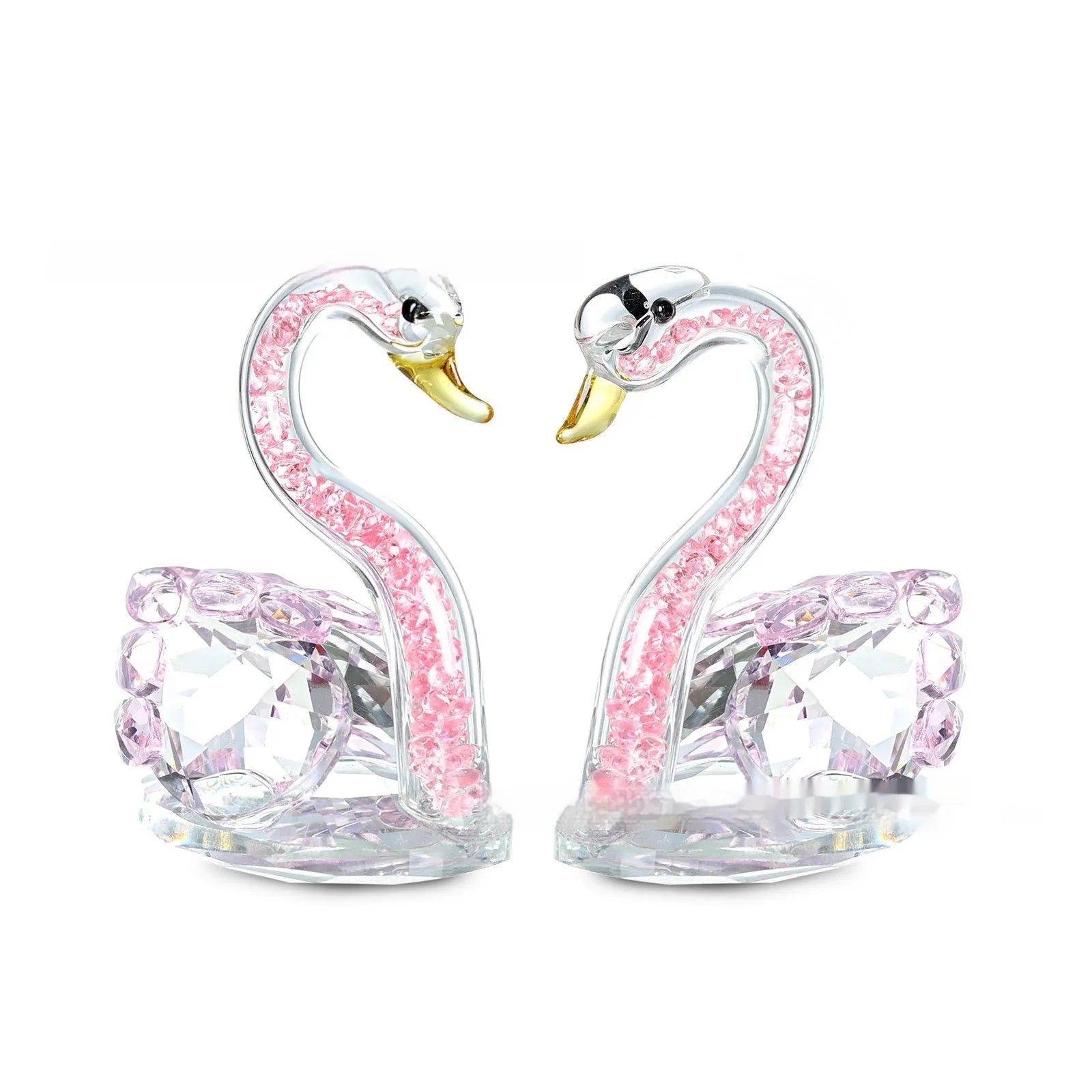 Crystal swan desktop decoration in choice of four colours and two design styles