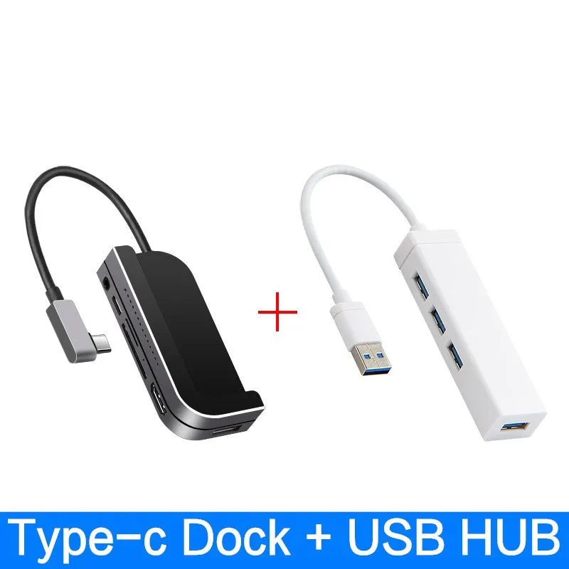 Silver aluminium USB-C docking station for iPad Pro with HDMI port and SD card reader