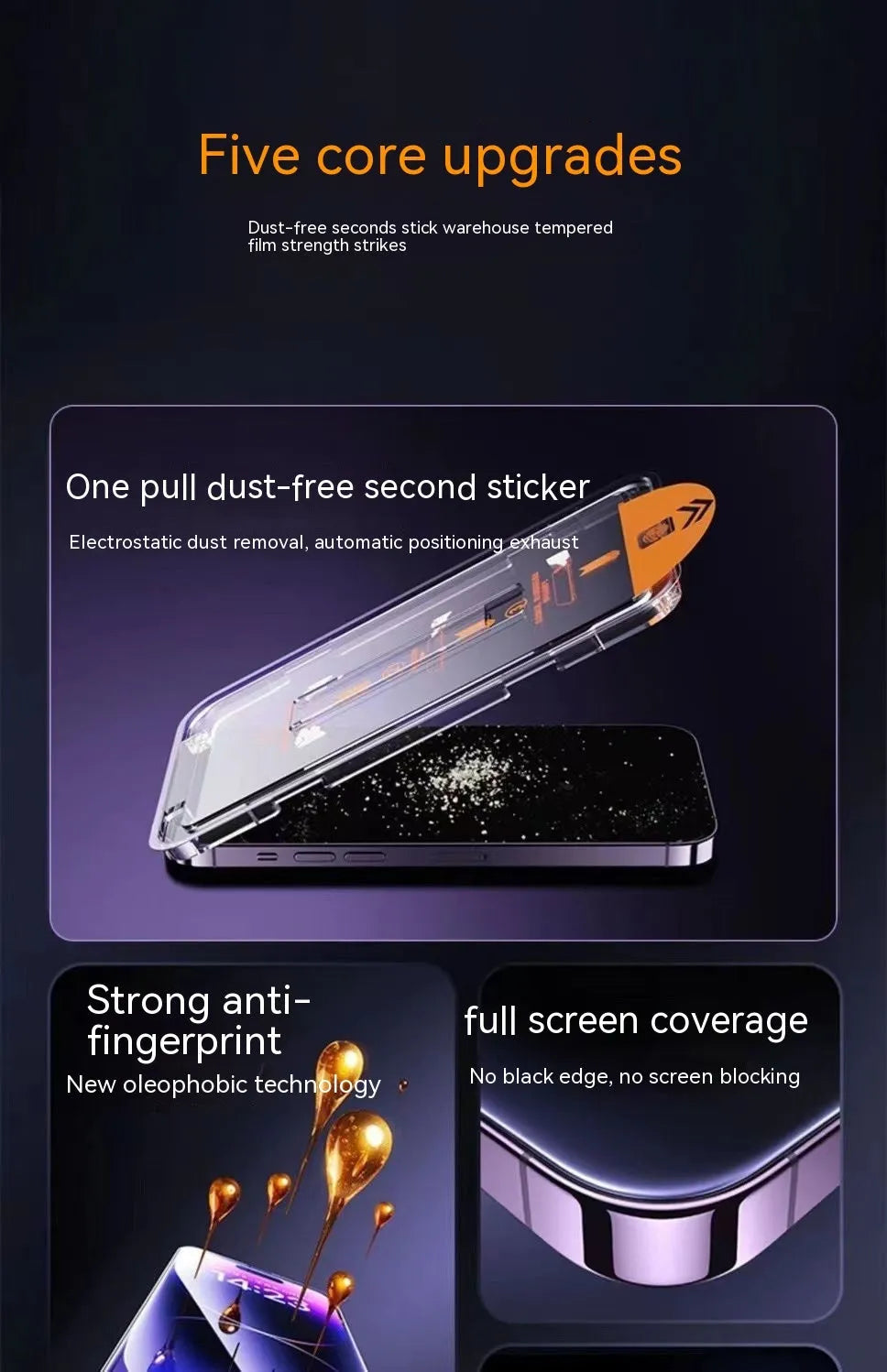 iPhone tempered glass privacy screen protector with dust-free peephole and anti fingerprint coating