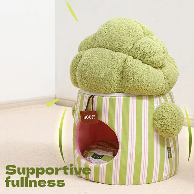 Green cauliflower tree hole enclosed pet house for small dogs and cats