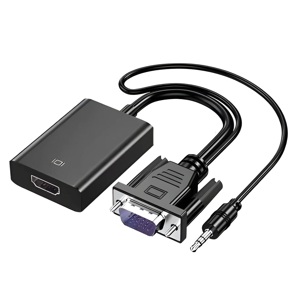 VGA to HDMI adapter cable in green box with 15cm length and audio power supply