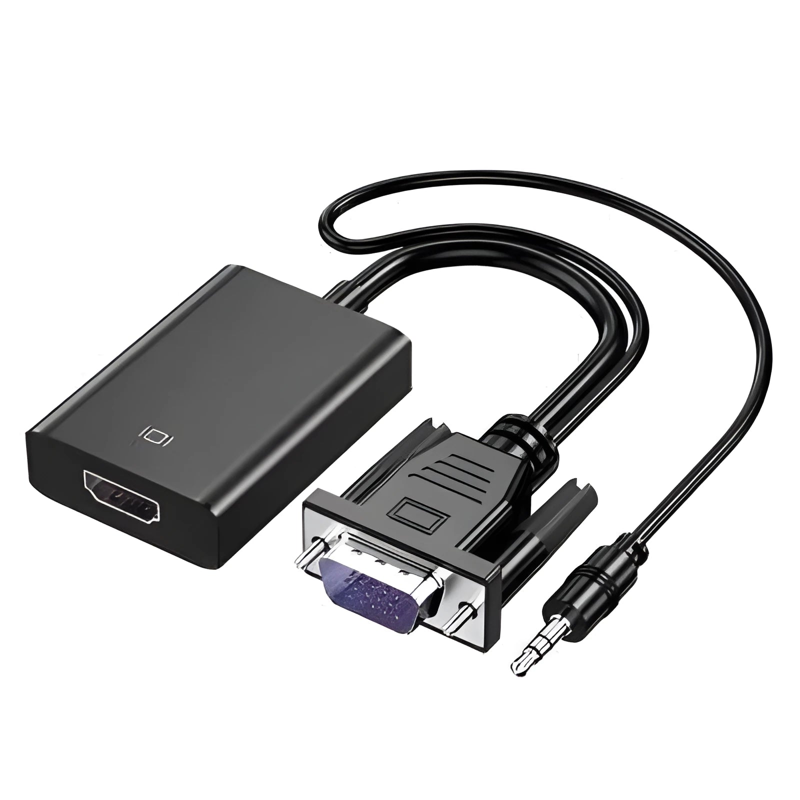 VGA to HDMI adapter cable in green box with 15cm length and audio power supply