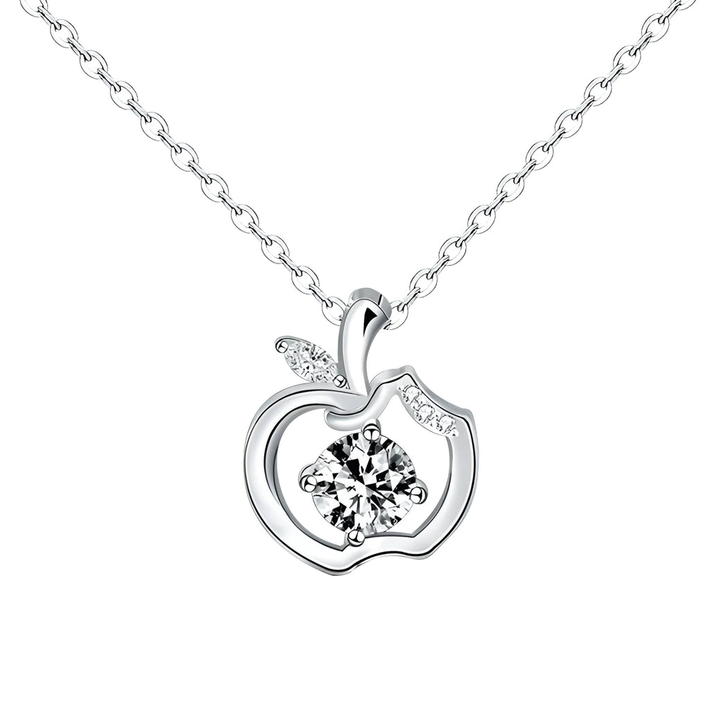 Pure silver collarbone moissanite pendant with round stone on a dainty chain