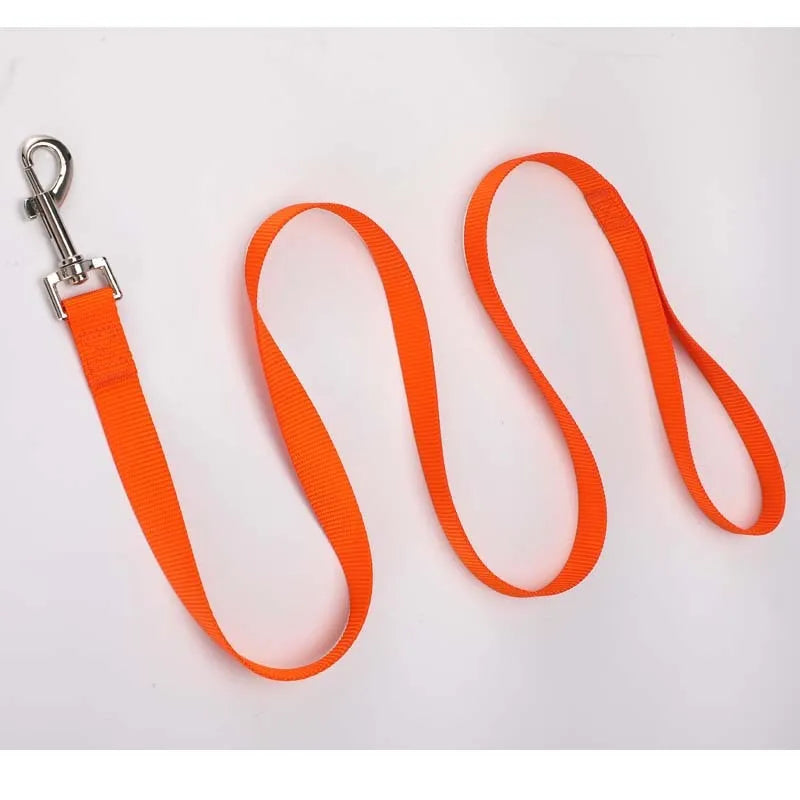Solid colour dog lead rope in hand-holding loop design with various colour options displayed