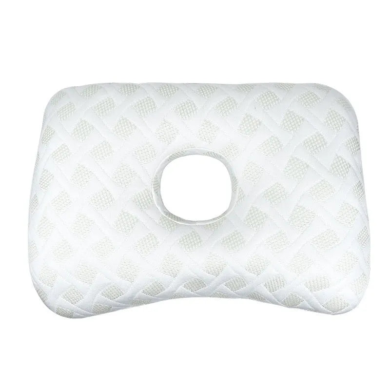Beauty salon single hole ear pillow in New Chinese style, showing centre cut-out.