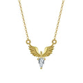 925 silver adjustable necklace with eagle pendant on O-ring chain in white gold or yellow gold colour.