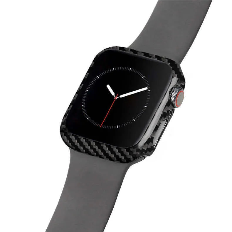 Carbon fibre protective case for Apple Watch 4 in 44mm size showing ultra-thin half wrap design