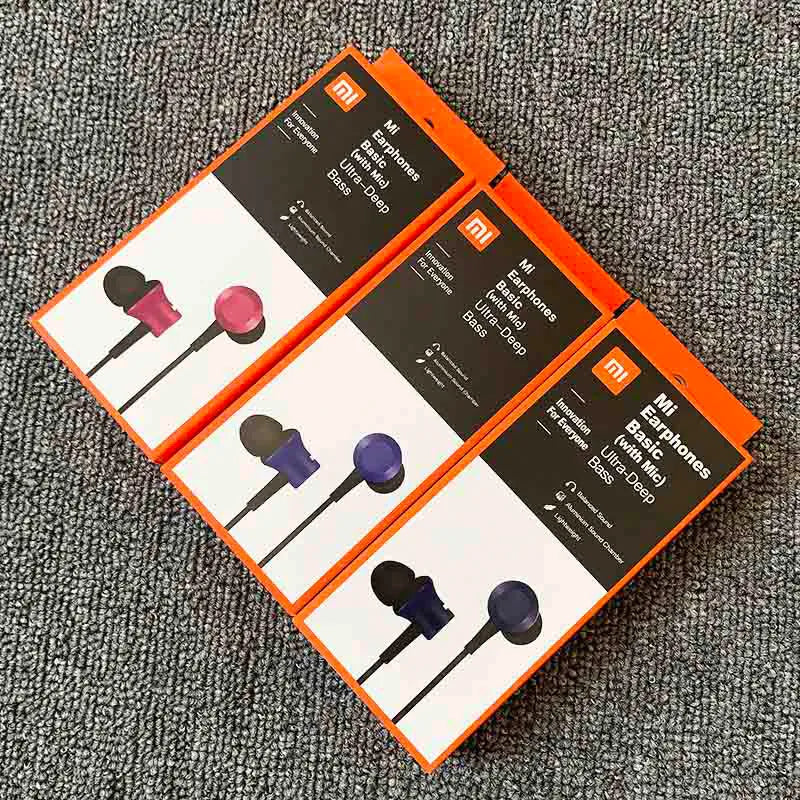 Piston wired in-ear headphones with 3.5mm gold-plated plug in black, blue, or red colour options