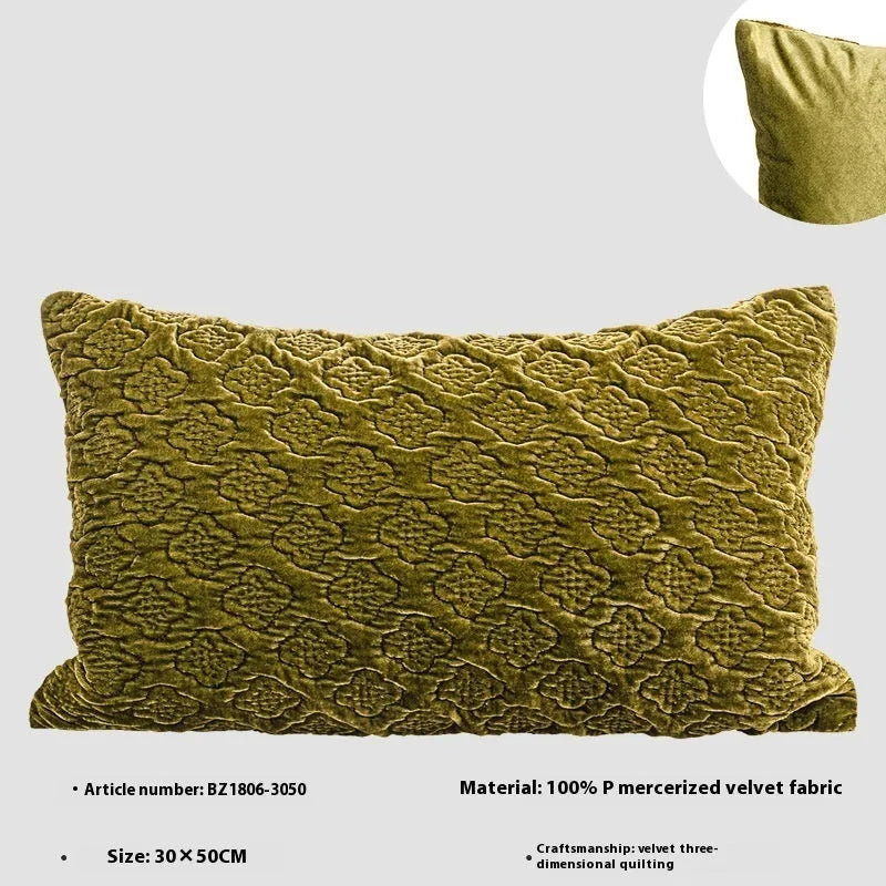 Brown gold antique style three-dimensional quilted cushion pillow with Chinese design
