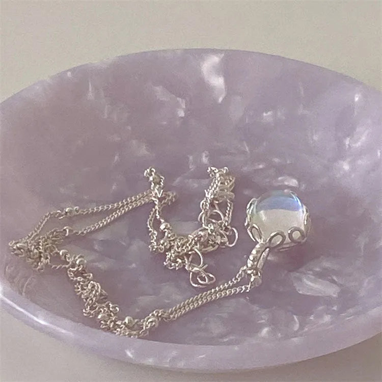 Silver geometric pendant necklace with curb chain adjustable 41-50cm 925 silver women's jewellery