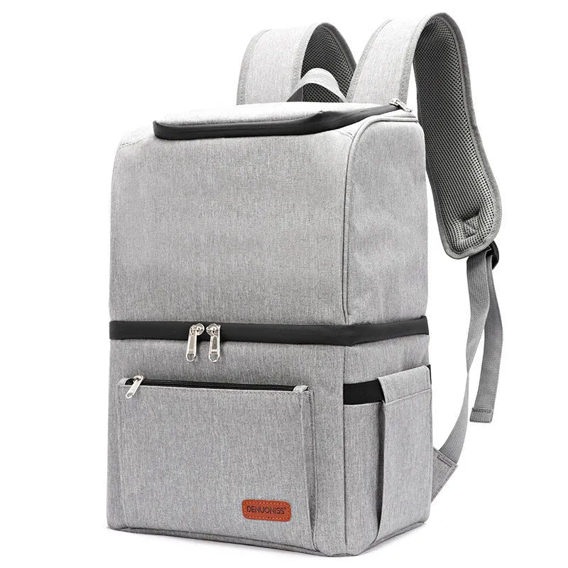 Double layer insulated backpack with ice pack compartment in blue colour option