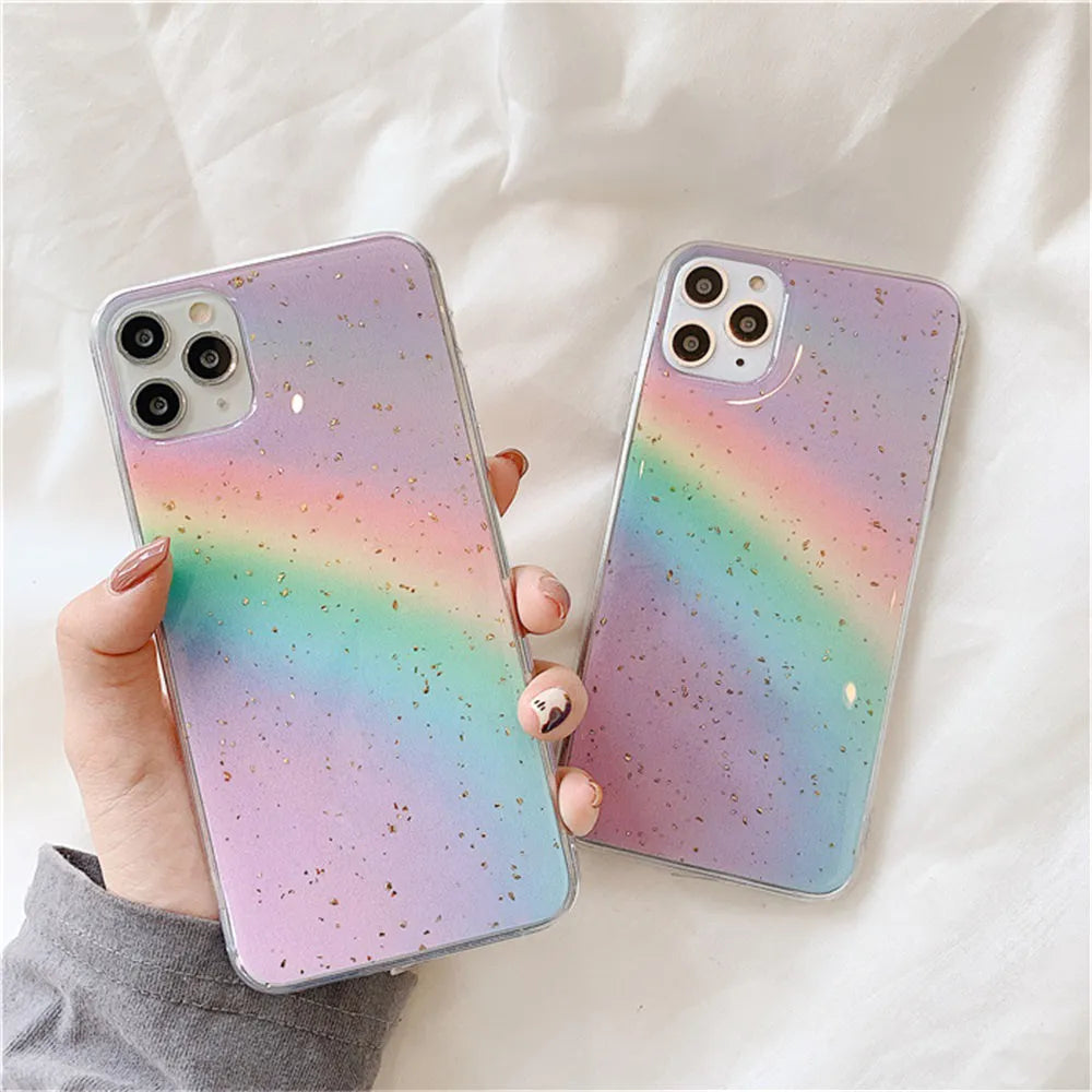 Rainbow gradient stripe design TPU protective case for iPhone models