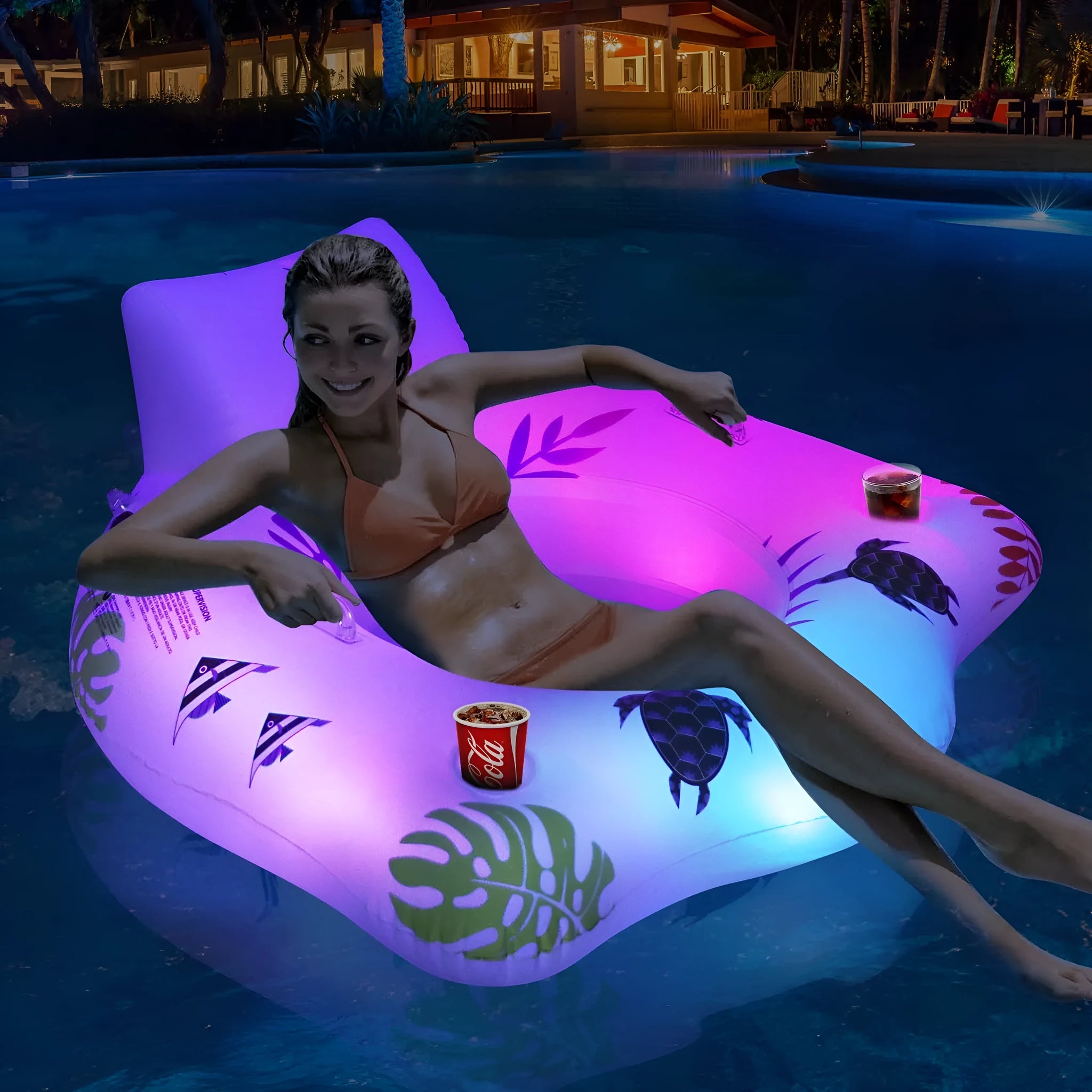 White U-shaped inflatable float with luminous feature measuring 120cm square