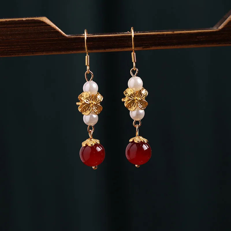 Retro geometric alloy earrings with a vintage court-inspired design in 6# colour.