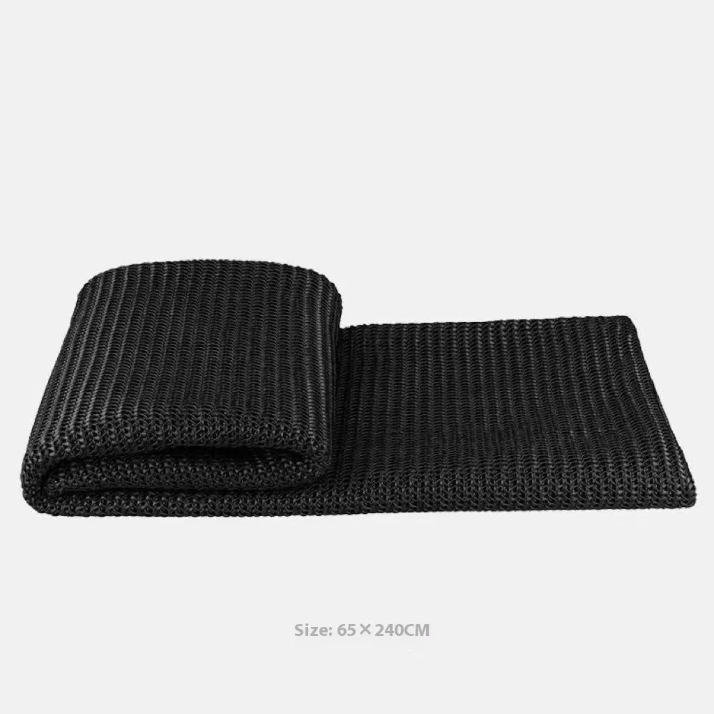 Modern grey and white plaid bed runner set with leather round pillow on 1.5m bed