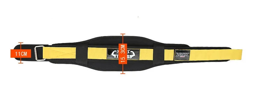 Nylon fitness weightlifting waistband in black, red, or yellow colours available in L, M, and XL sizes