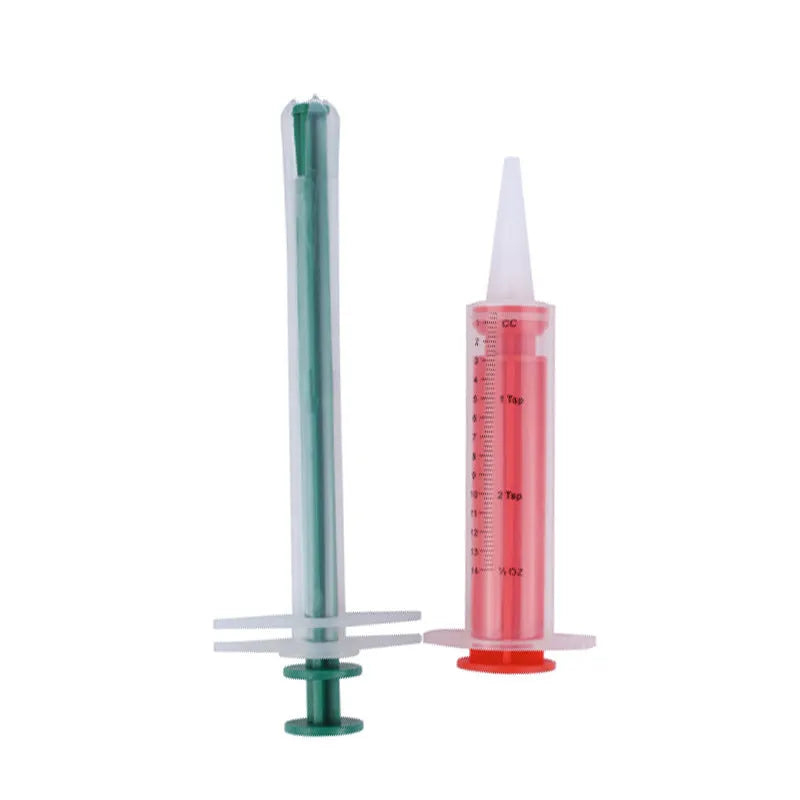 Two pet pill shooters with soft silicone tips for cat and dog medication administration