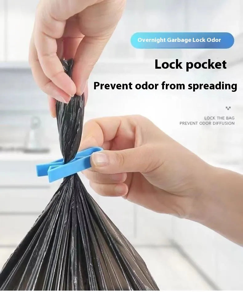PP plastic non-slip clip for fixing a bin bag to the side of a rubbish can.