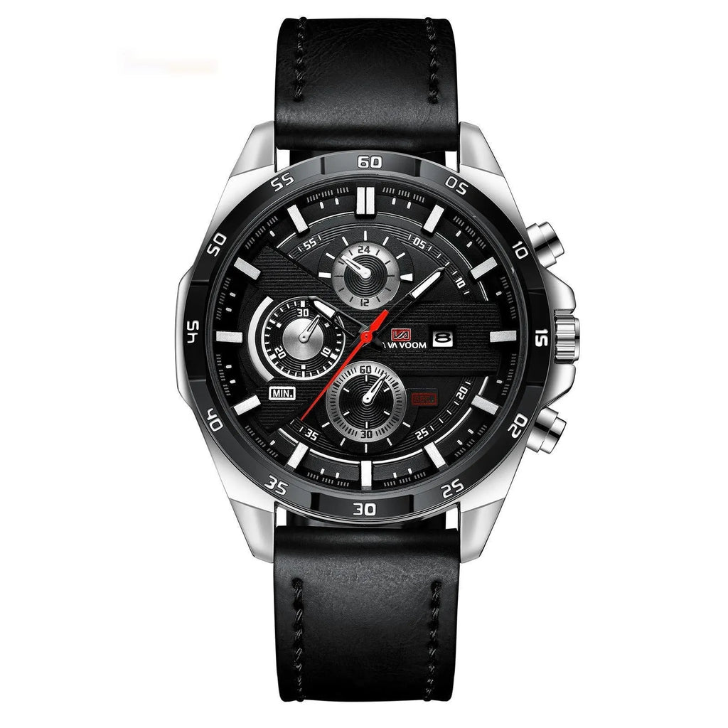Men's waterproof quartz watch with calendar function in multiple colour options