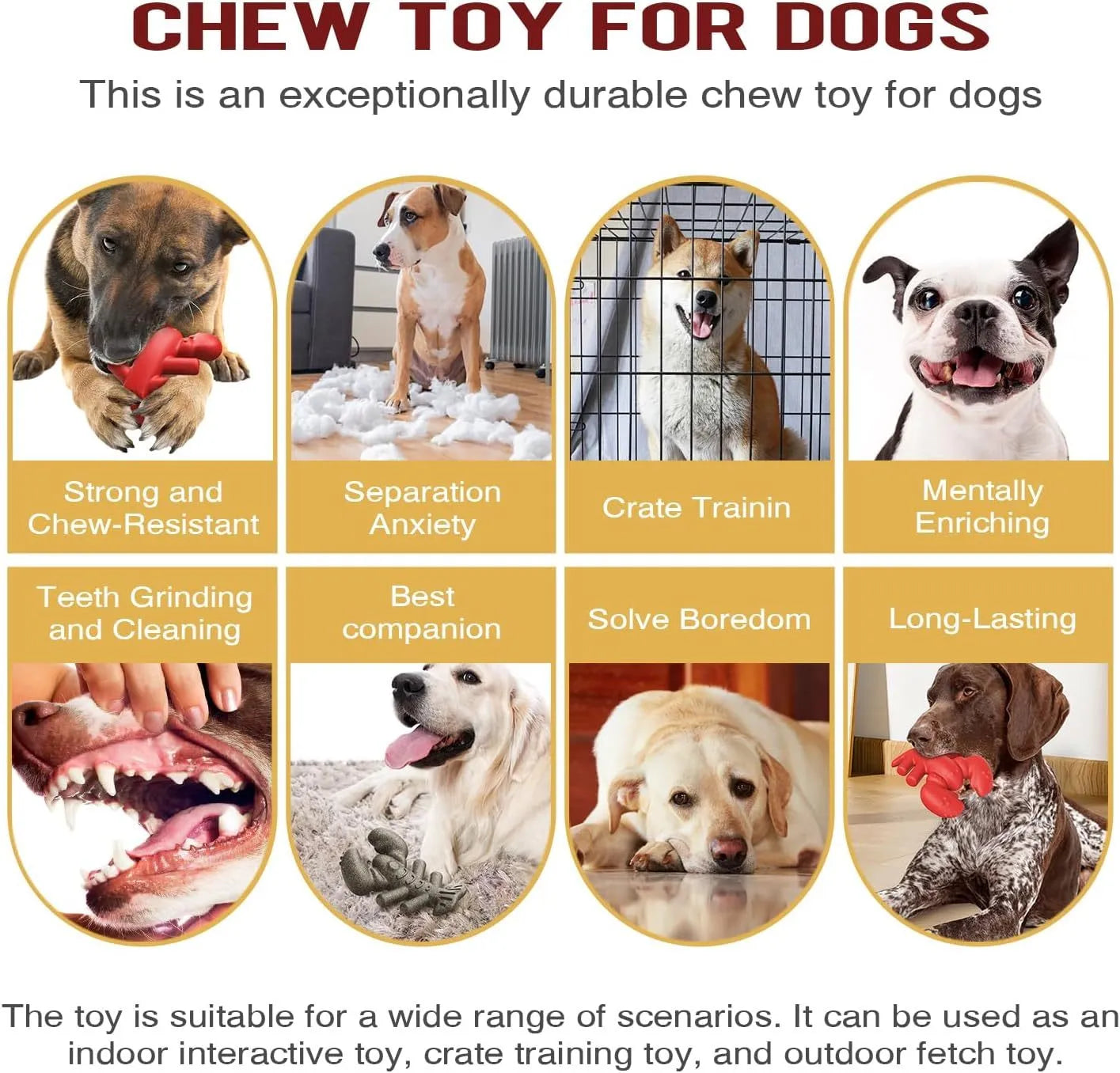 Red hard nylon bone chew toy for large dogs on a white background.