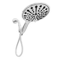 Six-function handheld shower head with chrome finish and 6-inch diameter