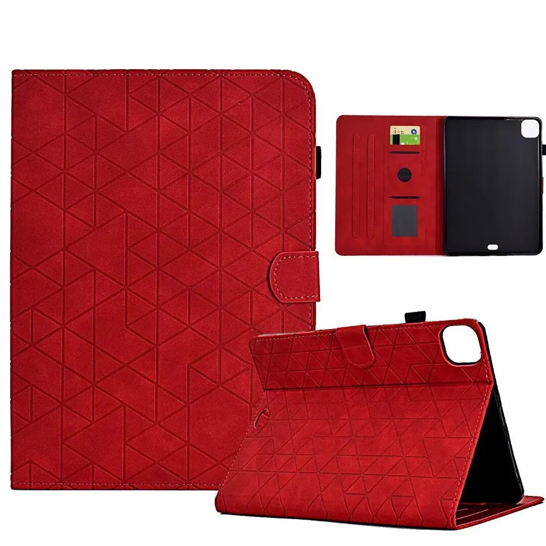 Leather iPad case for 11-inch Pro and Air with card holder slots and a folded-out kickstand