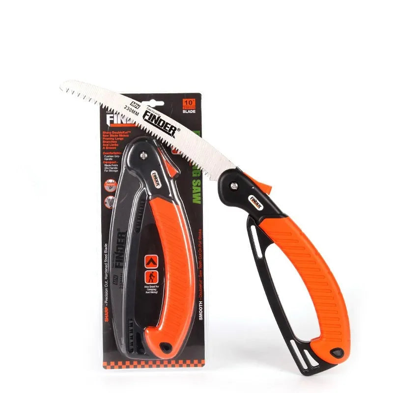 230mm folding garden saw with TPR grip handle showing folded and extended positions