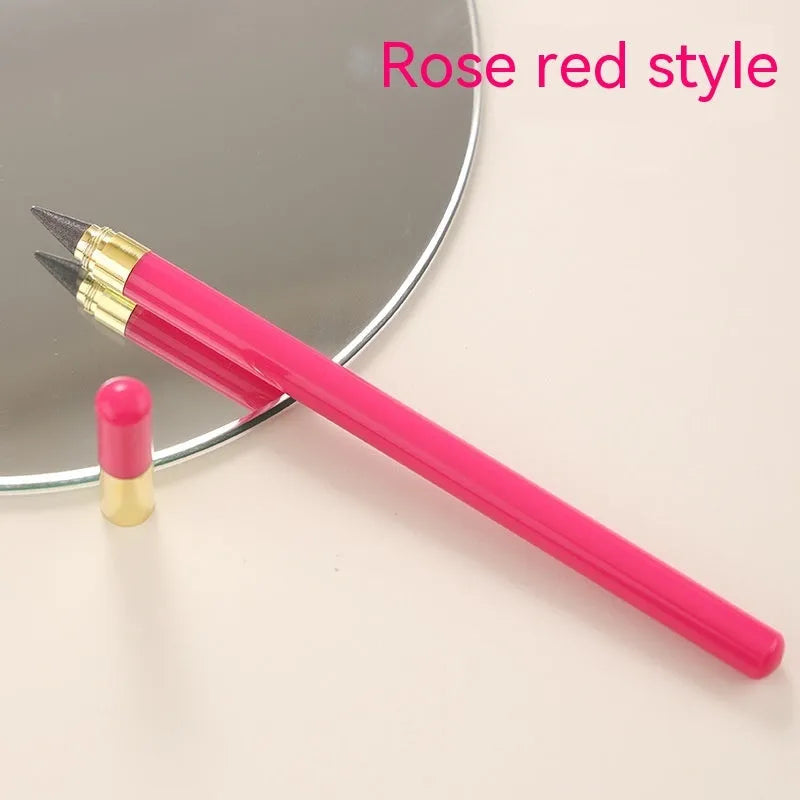 Acrylic transparent sharpening-free pencil with alloy pen head showing coloured refills