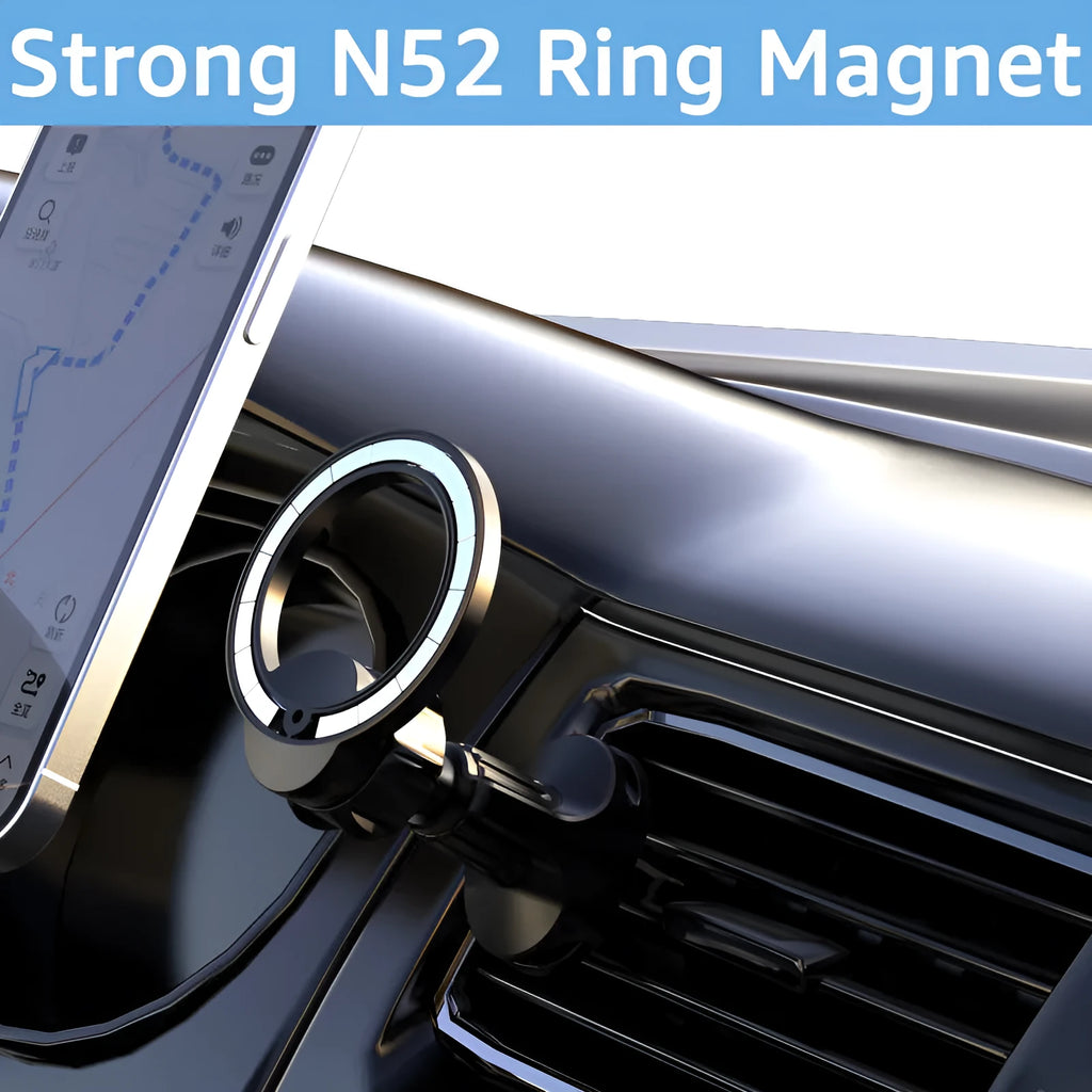 Black O-ring magnetic car air vent phone holder for mobile devices up to 6.8 inches