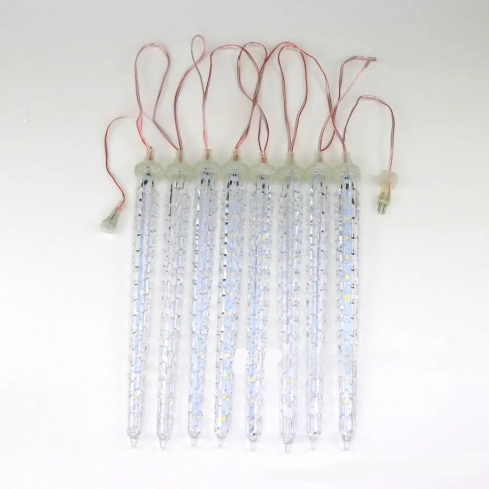 LED ice cone meteor shower ornamental festoon lamp with 30CM cones and solar panels