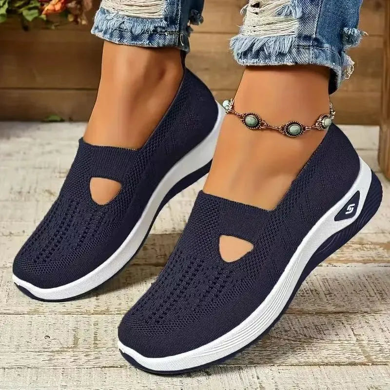Women's casual mesh T-strap shoes with soft PVC sole in multiple colour options