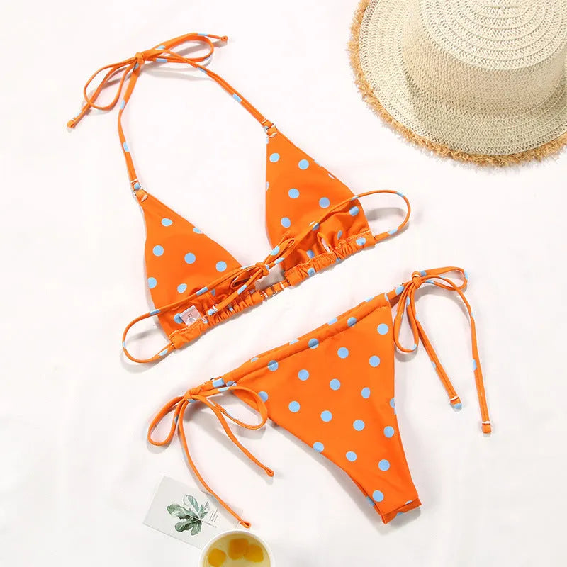Women's polka dot print bikini swimsuit in multiple colour options