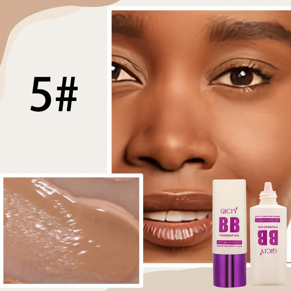 Feeding bottle containing liquid BB cream foundation in ten different shade numbers.