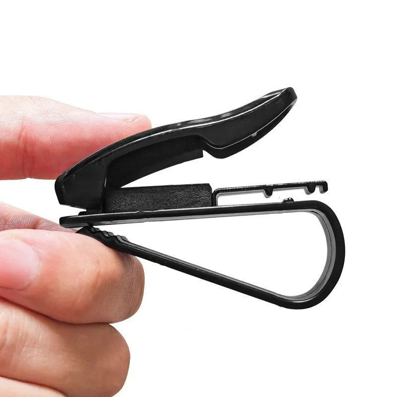 Black plastic car sunshade clip for holding glasses, tickets and ID cards