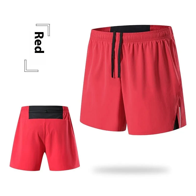 Men's high waist off-road running shorts in red black navy blue grey colours quick-dry fabric