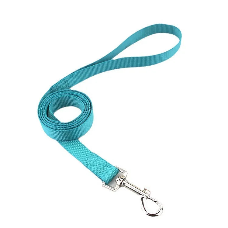 Solid colour dog lead rope in hand-holding loop design with various colour options displayed