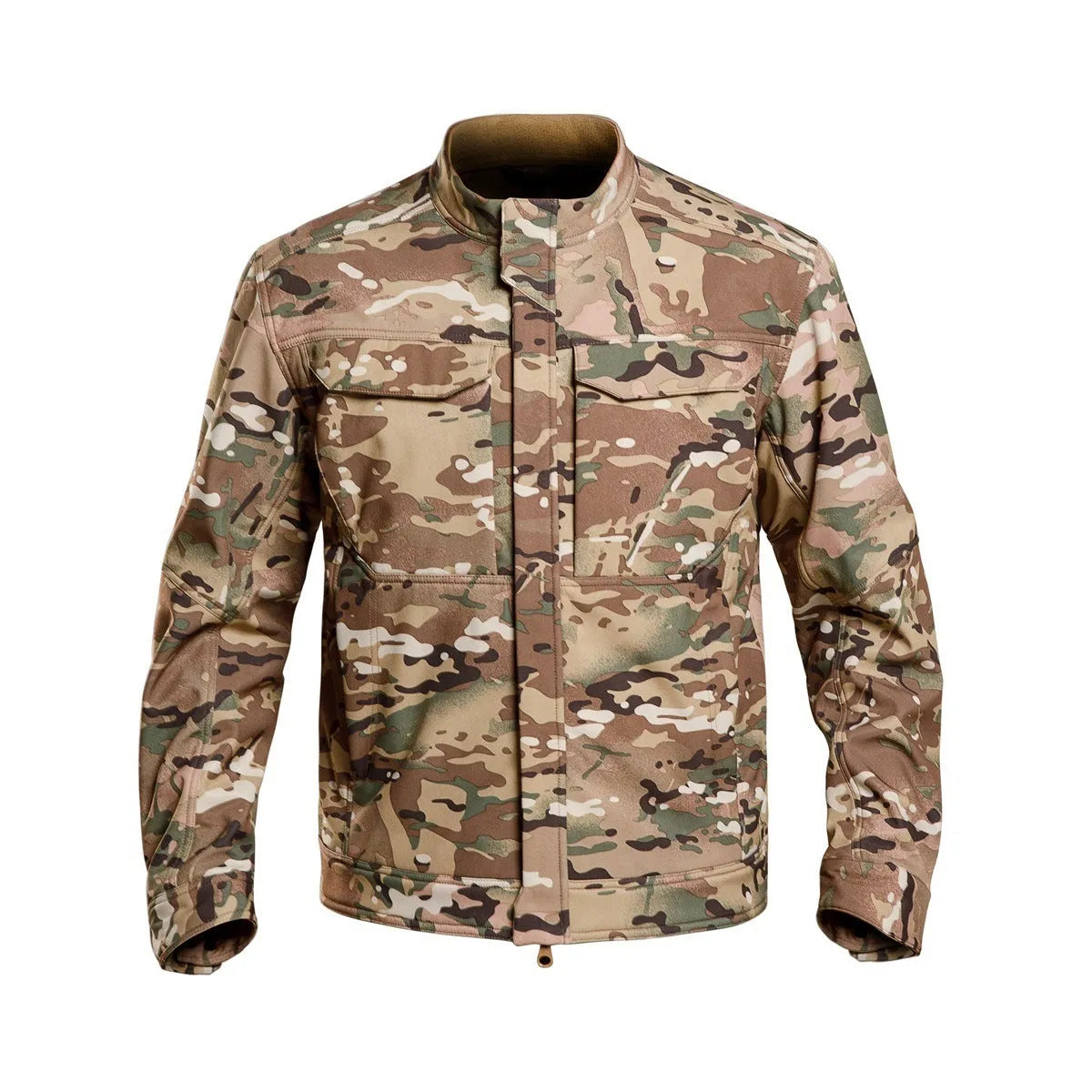 Black soft shell mountaineering jacket with polyester windproof and wear-resistant fabric for outdoor activities