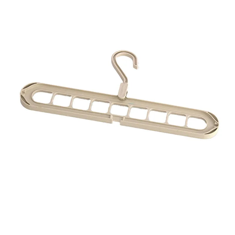 Plastic nine-hole hanger in beige blue gray green or pink for folding pant storage