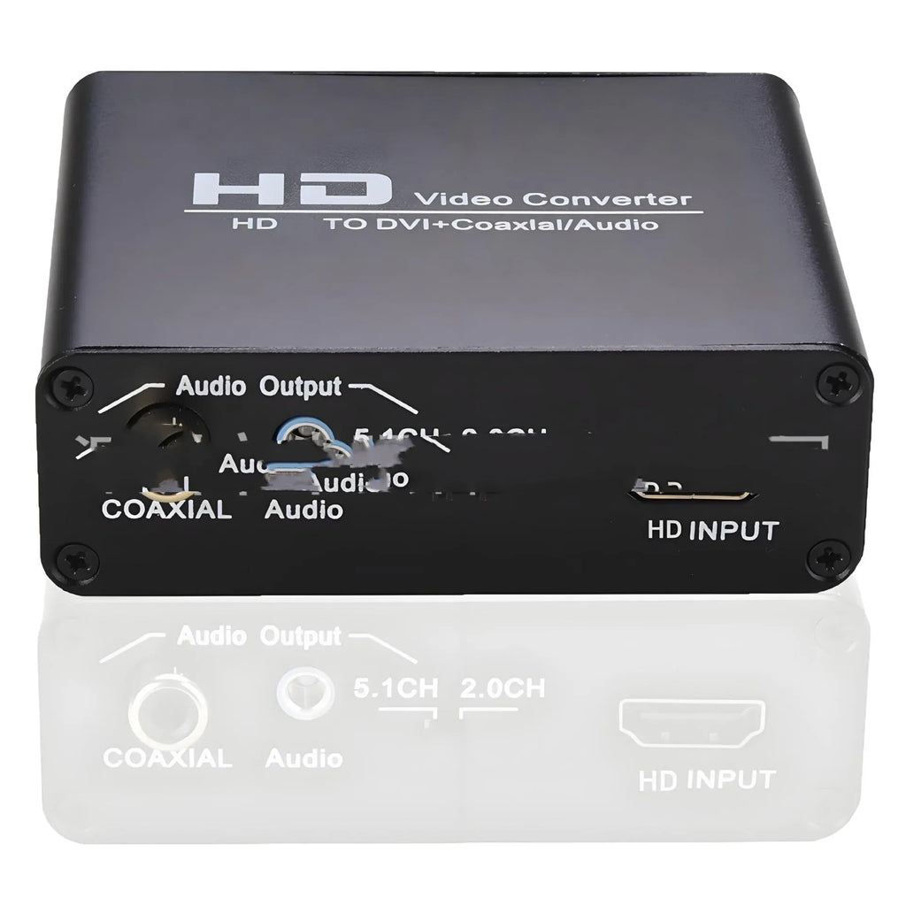 Black HDMI to DVI converter with 1.5 metre cable and coaxial audio output port