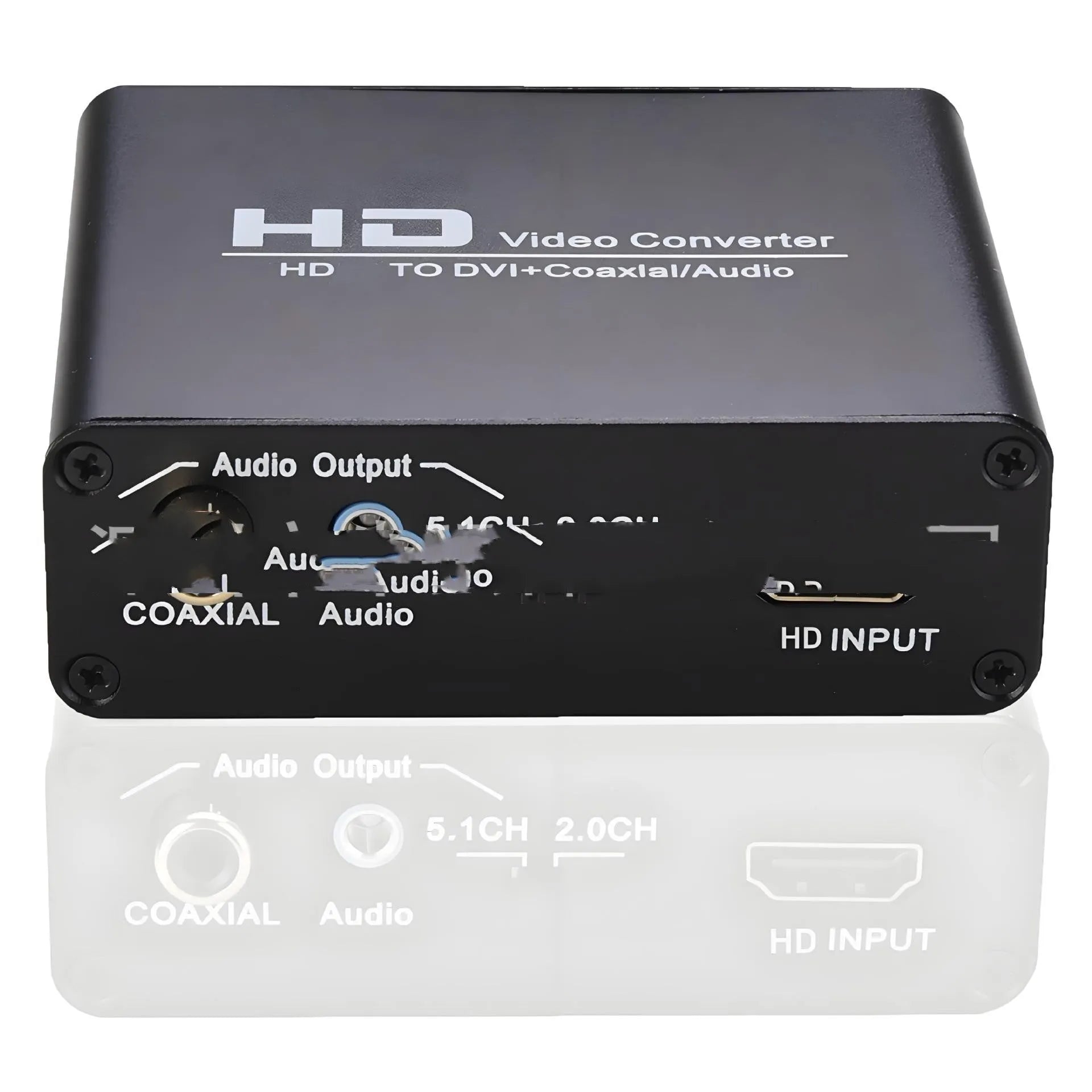 Black HDMI to DVI converter with 1.5 metre cable and coaxial audio output port