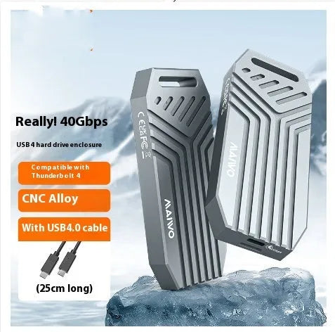 Aluminium external SSD case for Thunderbolt 4 with silver or grey finish